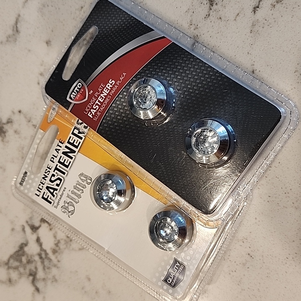Custom Accessories Diamond License Frame Fasteners - Pack of 2